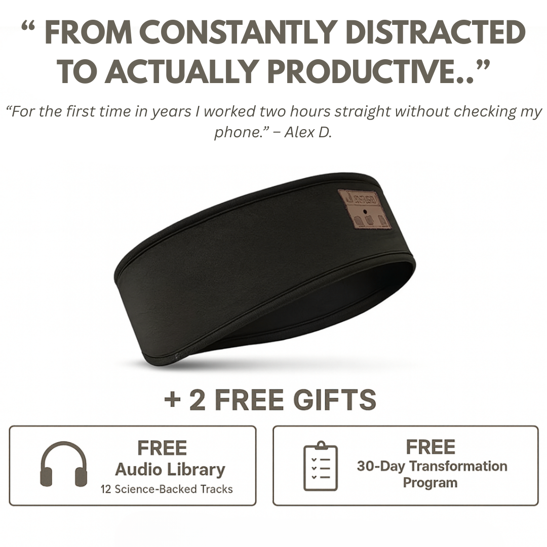 Focus+ Headband — Science-Backed Audio Library + 30-Day Course